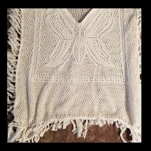 Justice Girls size 14/16 White Fringed Poncho